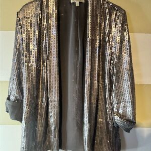 Charlotte Russe Silver Sequin Open-Front Blazer